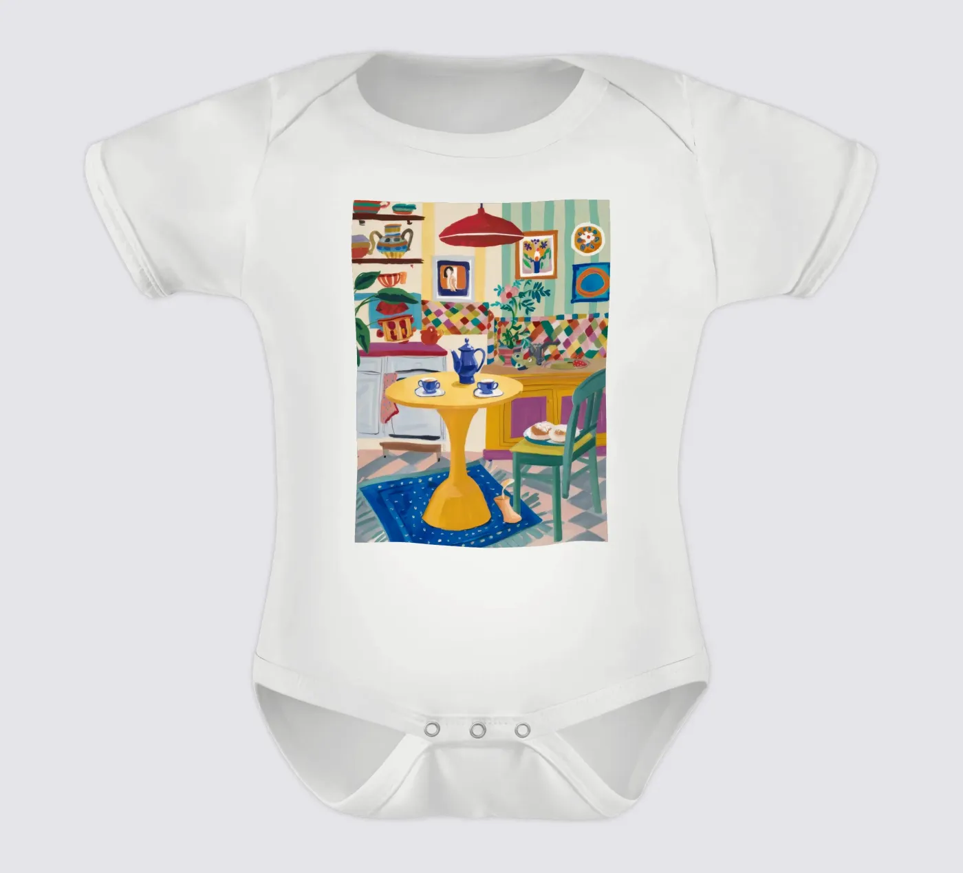 Teatime Patchwork Joy babyrompertje korte mouwen van Aurora Muse