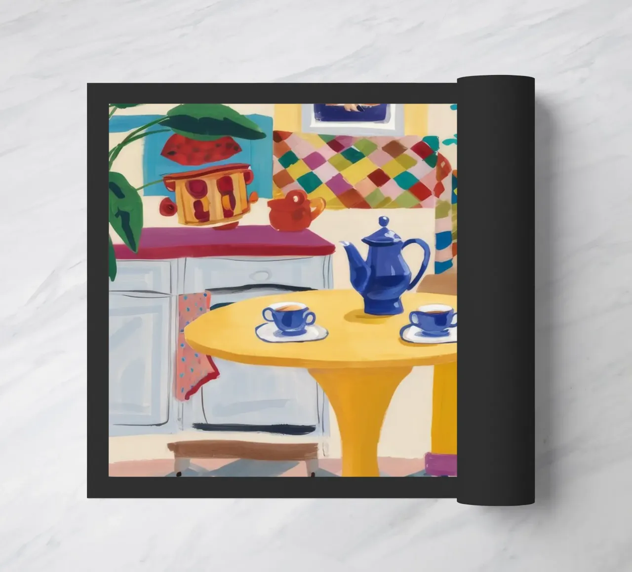 Teatime Patchwork Joy doormat by Aurora Muse