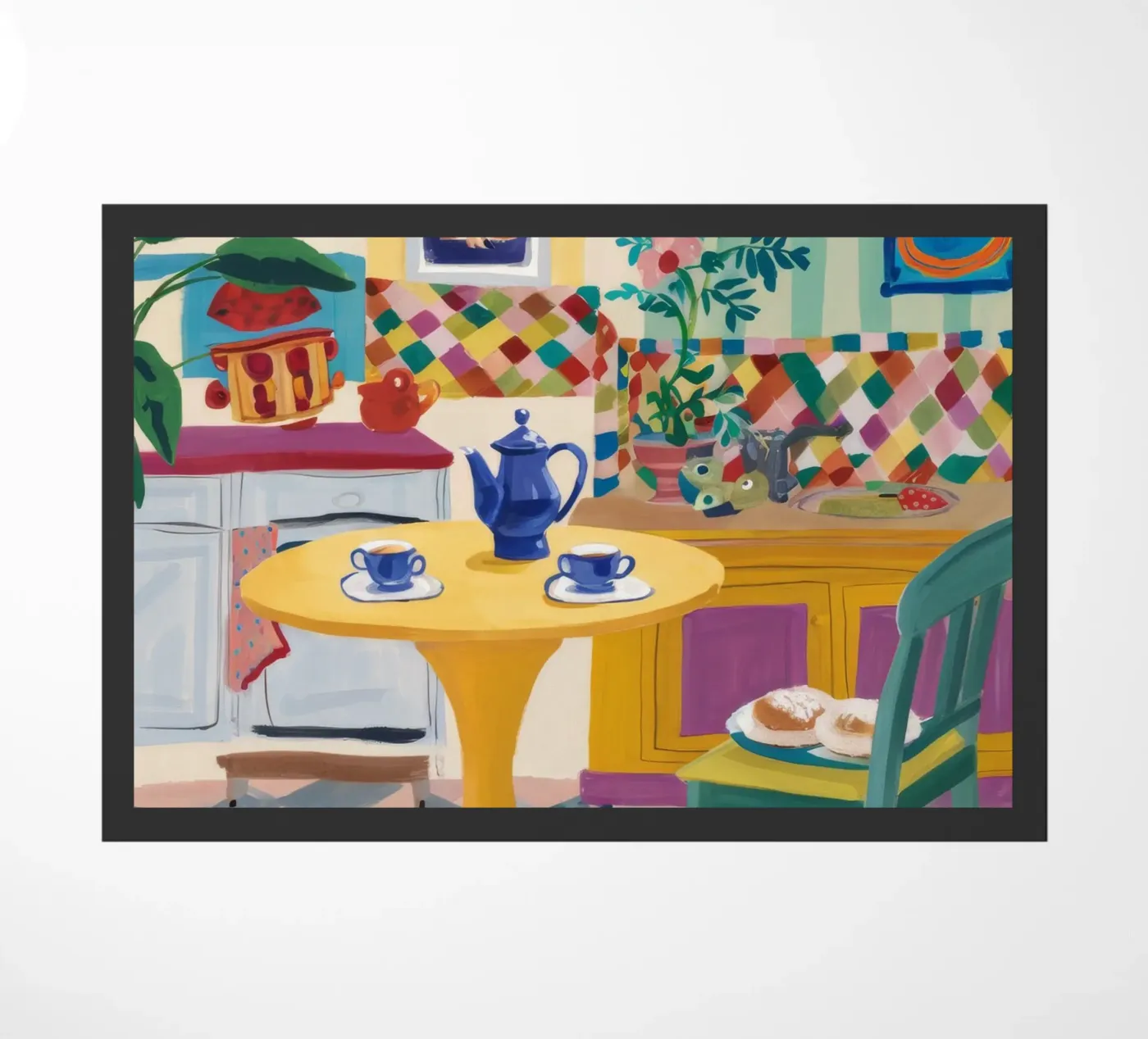 Theetijd Patchwork Vreugde deurmat van Aurora Muse