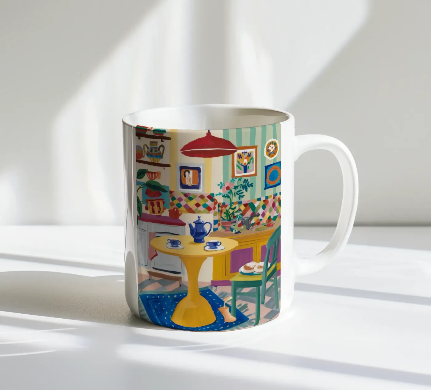 Teatime Patchwork Joy ceramic mug by Aurora Muse
