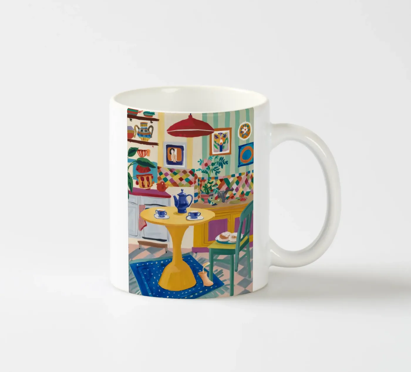 Teatime Patchwork Joy ceramic mug by Aurora Muse