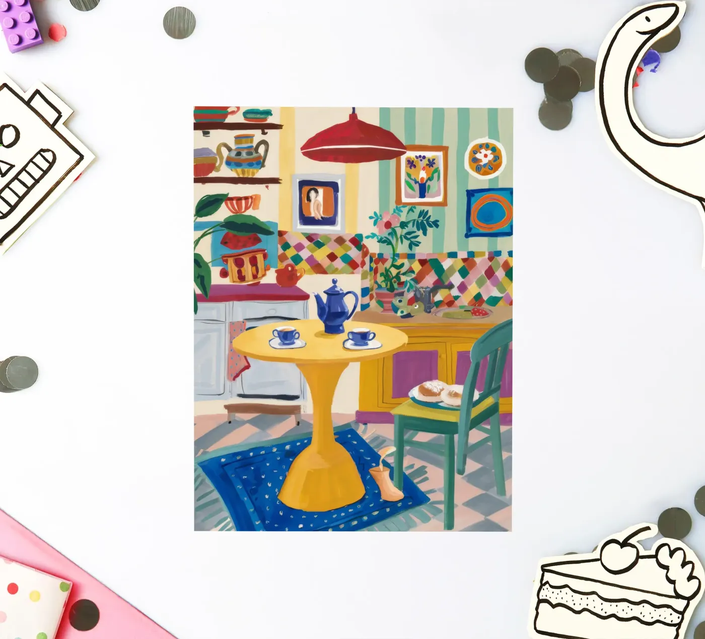 Gioia del Patchwork all'ora del tè adesivo da Aurora Muse