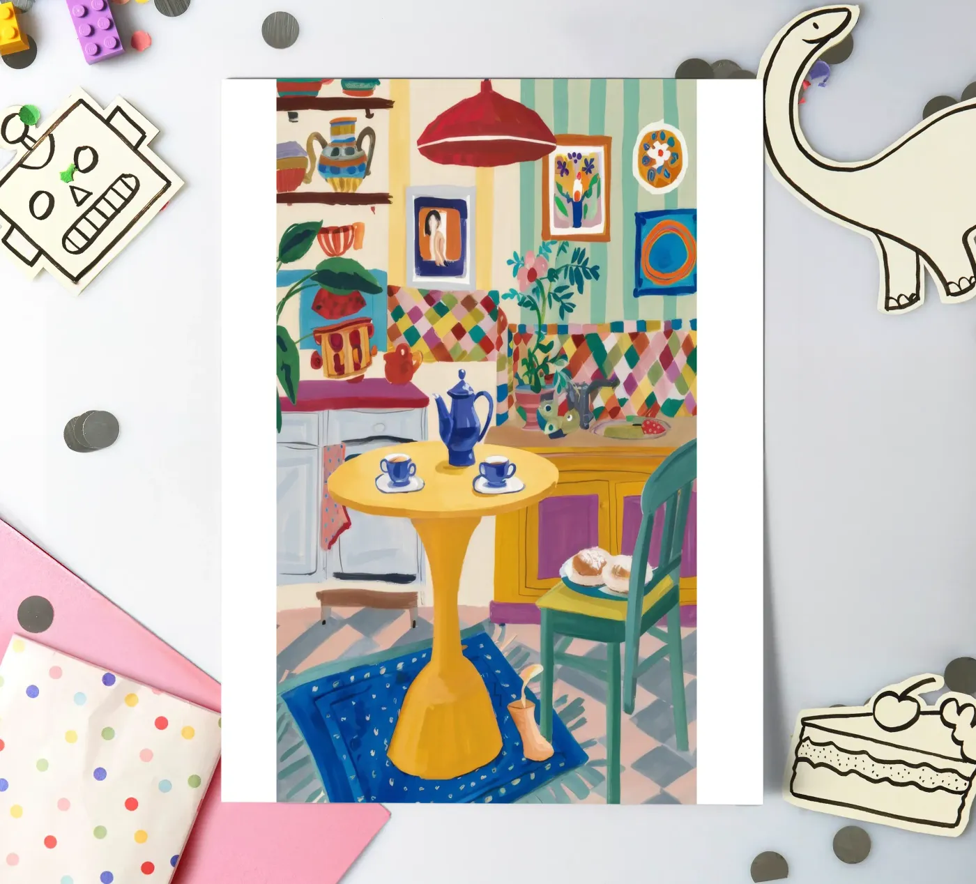 Teatime Patchwork Joy sticker sheet by Aurora Muse