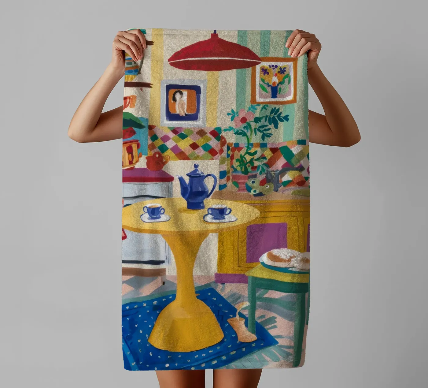 Teatime Patchwork Joy towel by Aurora Muse