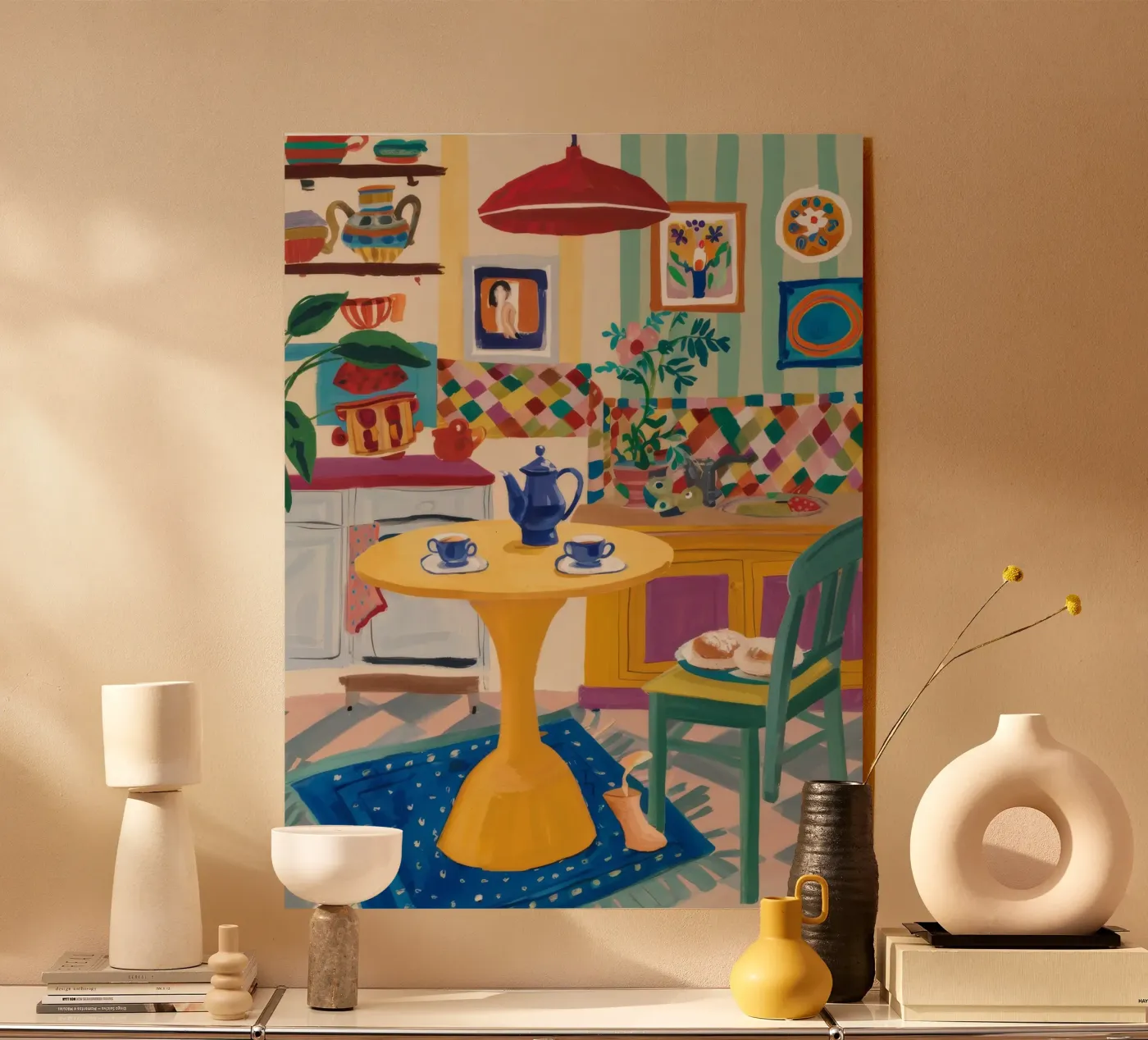 Theetijd Patchwork Vreugde acryl van Aurora Muse