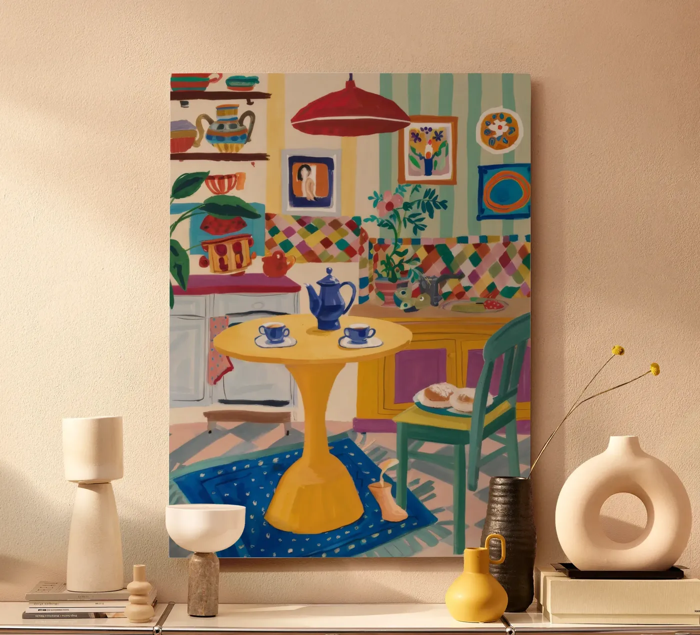 Teatime Patchwork Joy alu-dibond by Aurora Muse