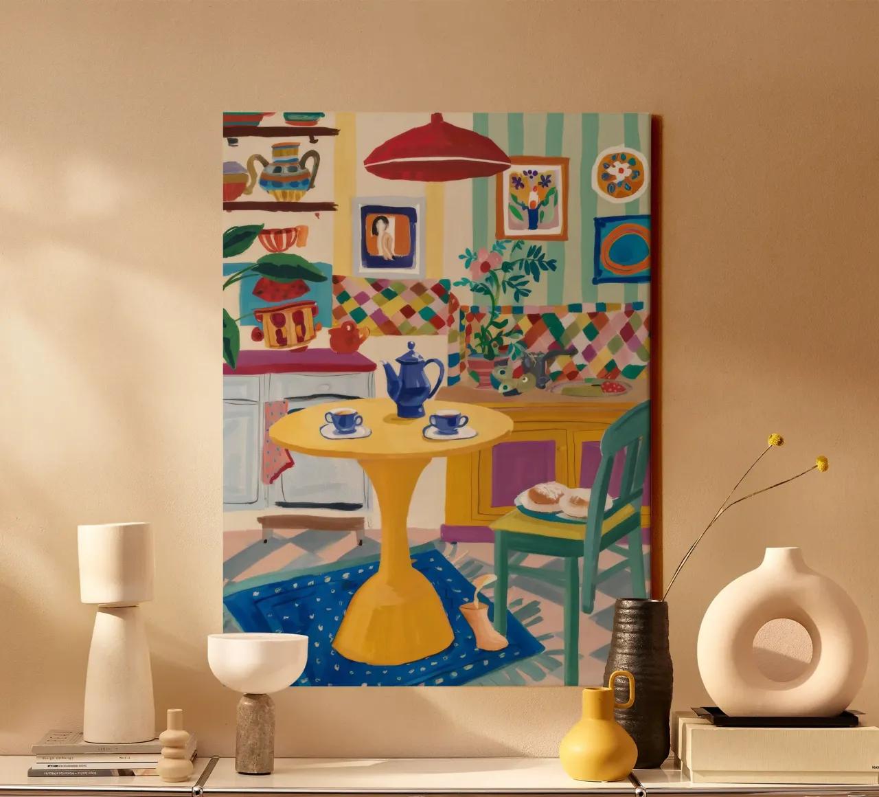 Theetijd Patchwork Vreugde canvas van Aurora Muse