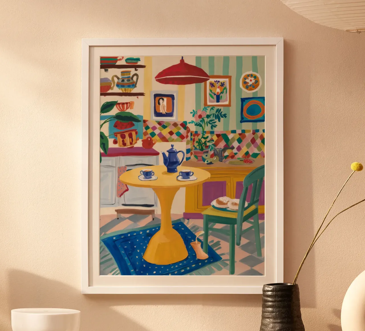 Gioia del Patchwork all'ora del tè poster con telaio in alluminio da Aurora Muse