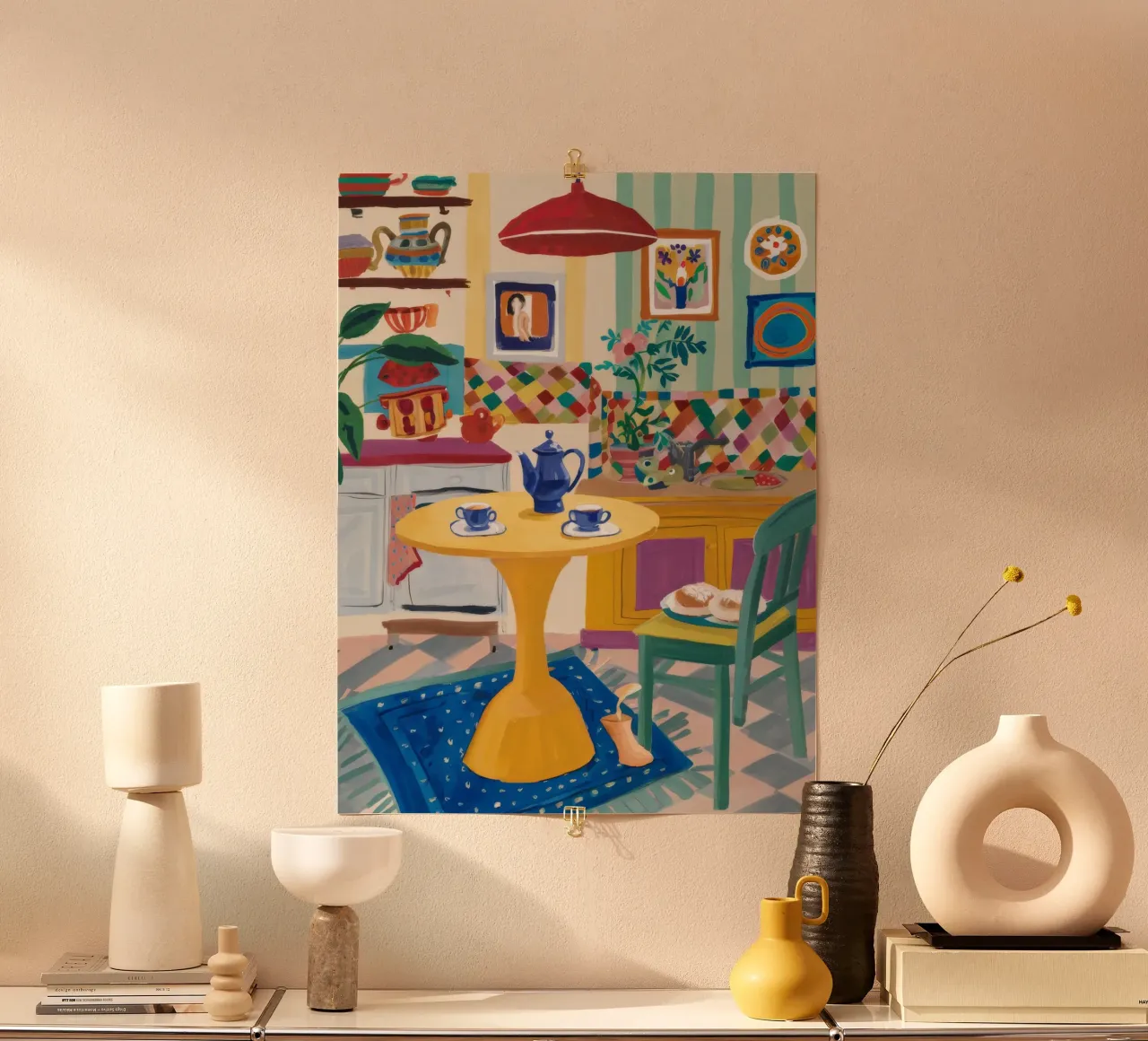 Gioia del Patchwork all'ora del tè poster con telaio in alluminio da Aurora Muse
