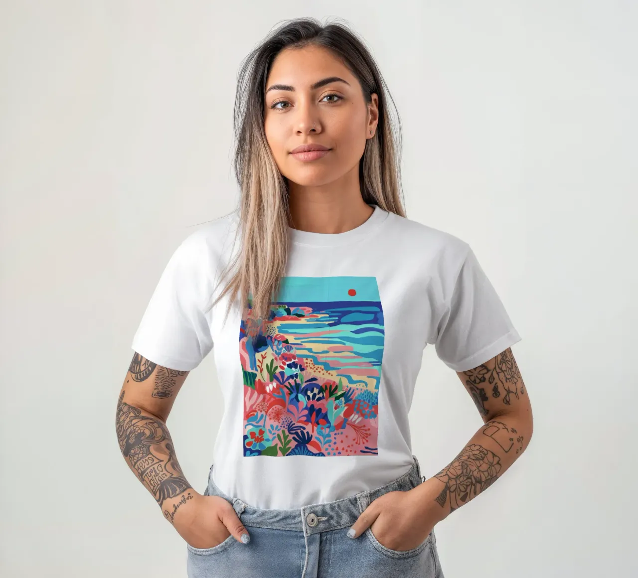 Abstracte kustsymfonie t-shirt van Jasper Rune