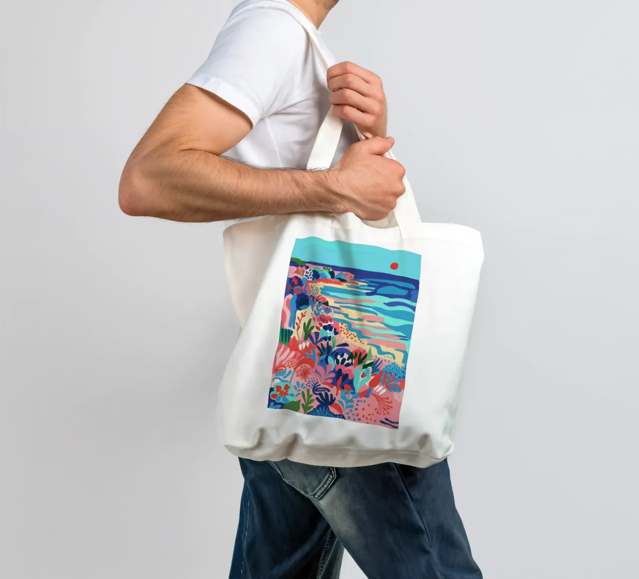 Abstracte kustsymfonie jute draagtas van Jasper Rune