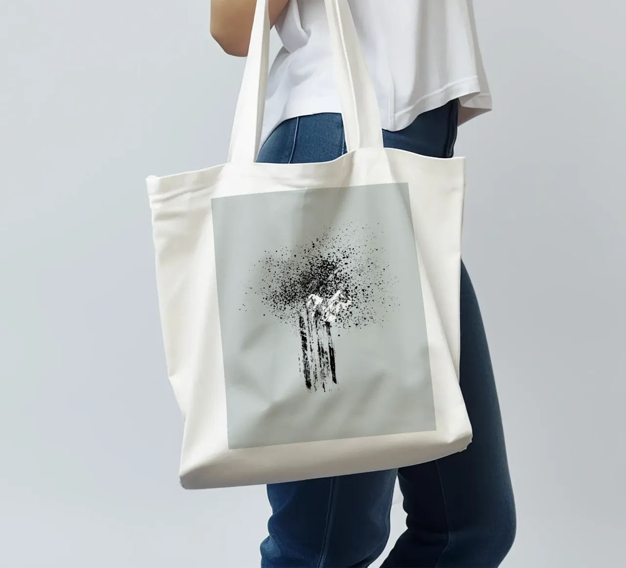 Modern and minimalist abstract with light blue background borsa in juta da Imaginative