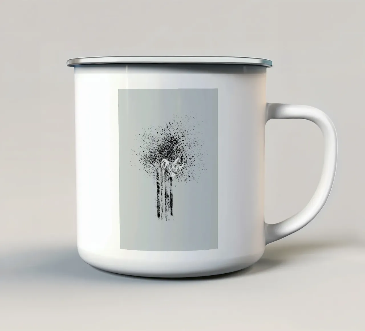 Modern and minimalist abstract with light blue background Emaille Tasse von Imaginative