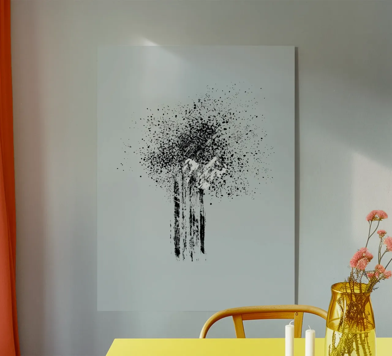 Modern and minimalist abstract with light blue background acryl van Imaginative