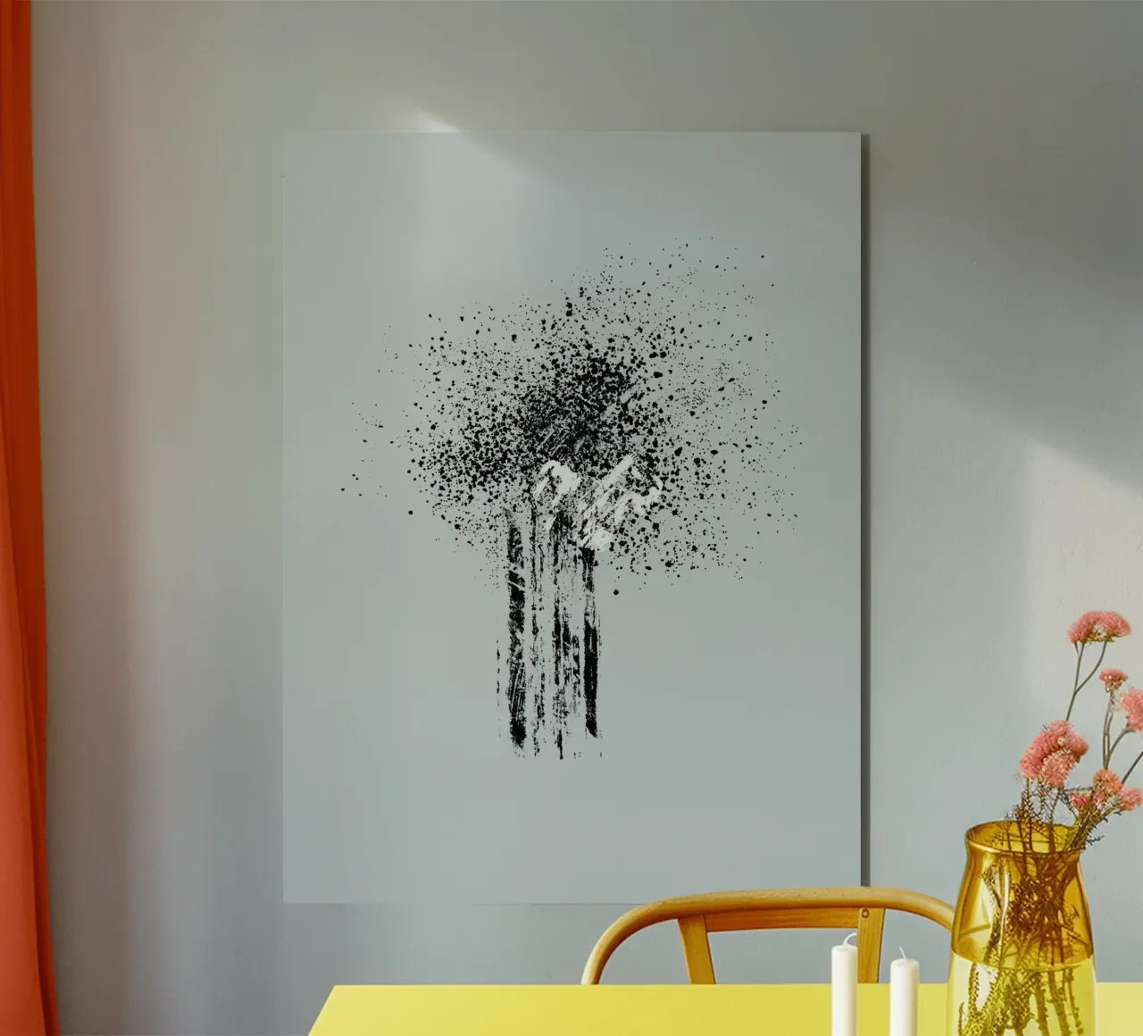 Modern and minimalist abstract with light blue background Alu-Dibond von Imaginative