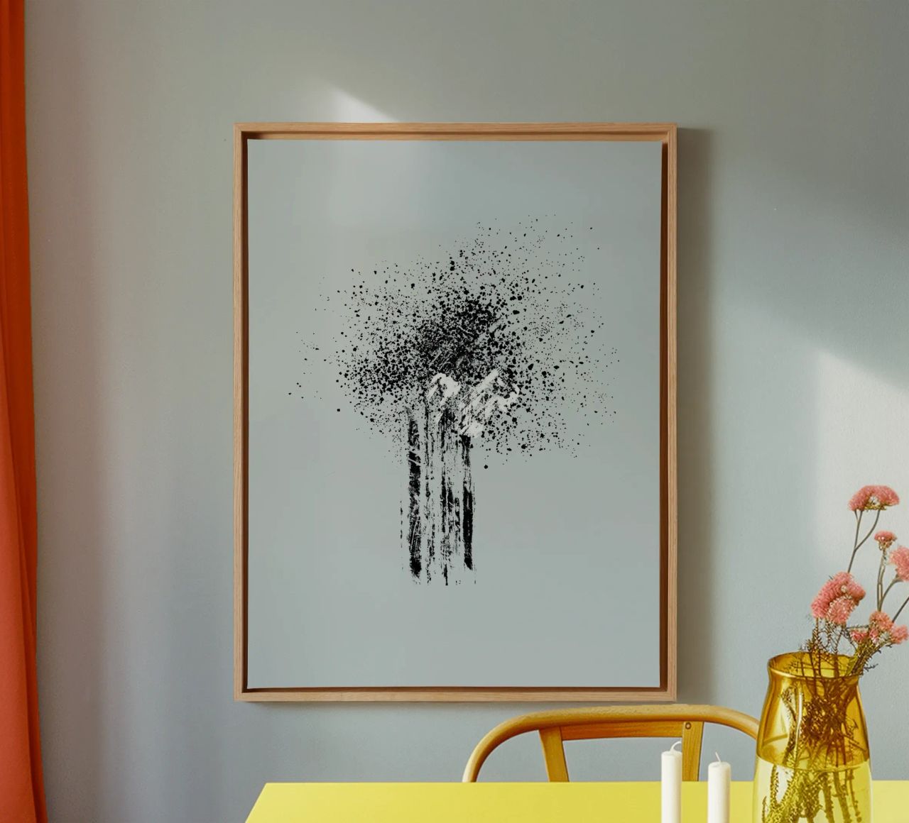 Modern and minimalist abstract with light blue background tela da Imaginative
