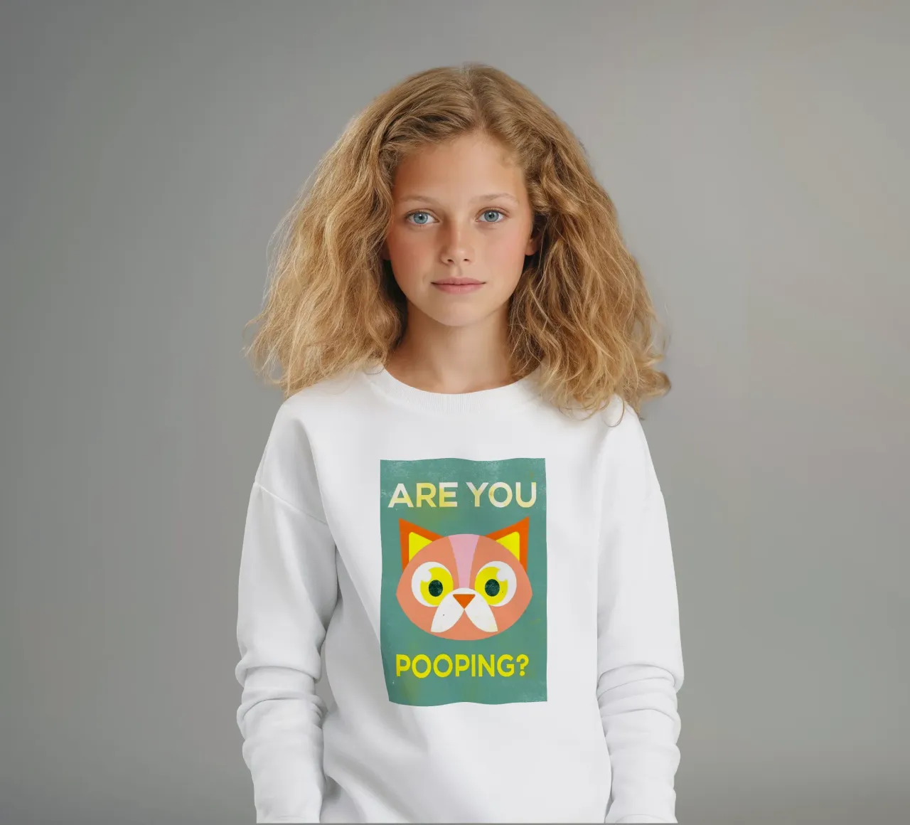 are you pooping funny cat kids sweatshirt by ralliness