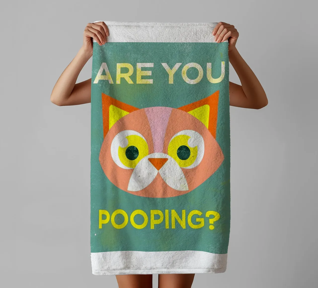are you pooping funny cat towel by ralliness