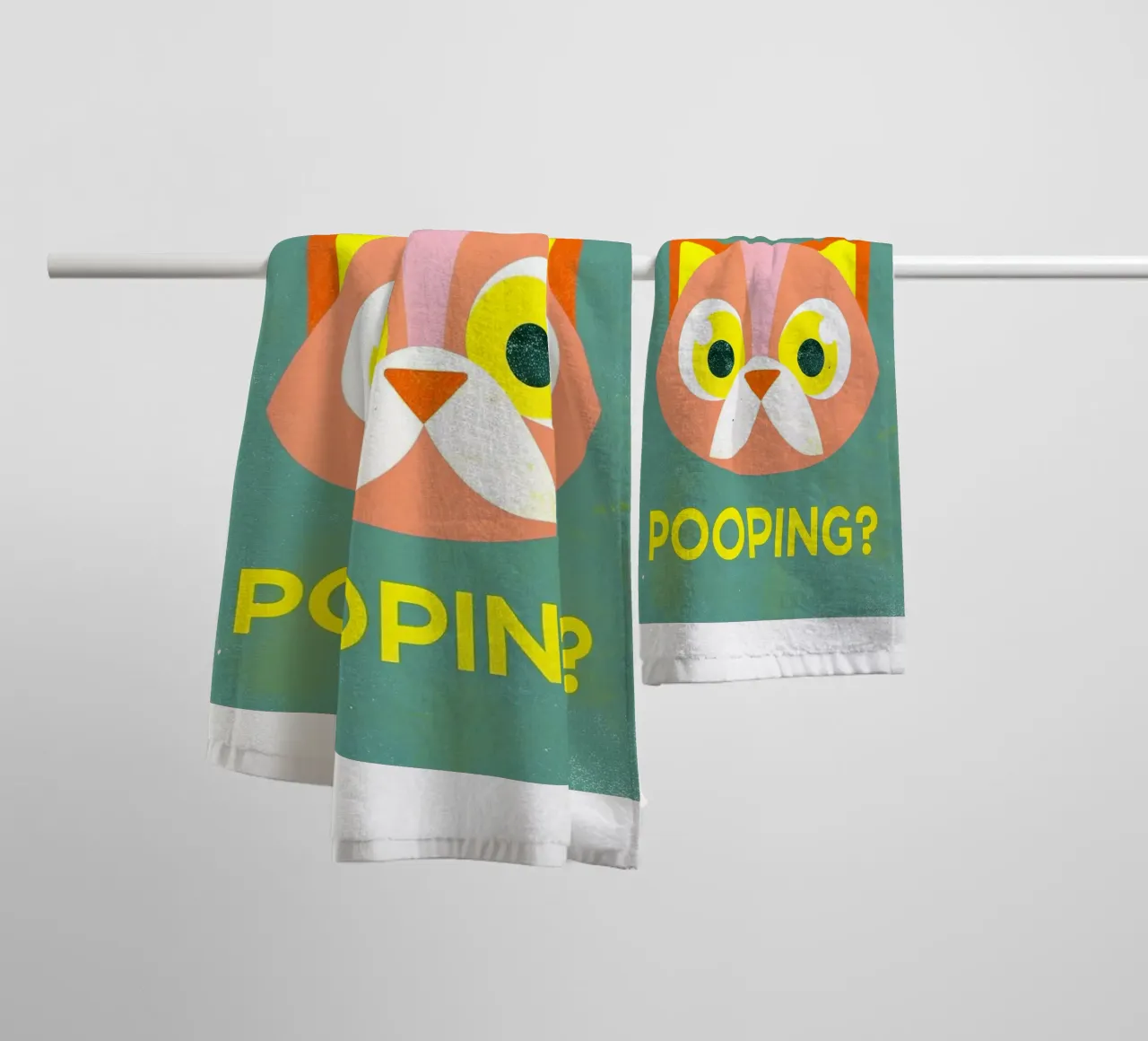 are you pooping funny cat towel by ralliness