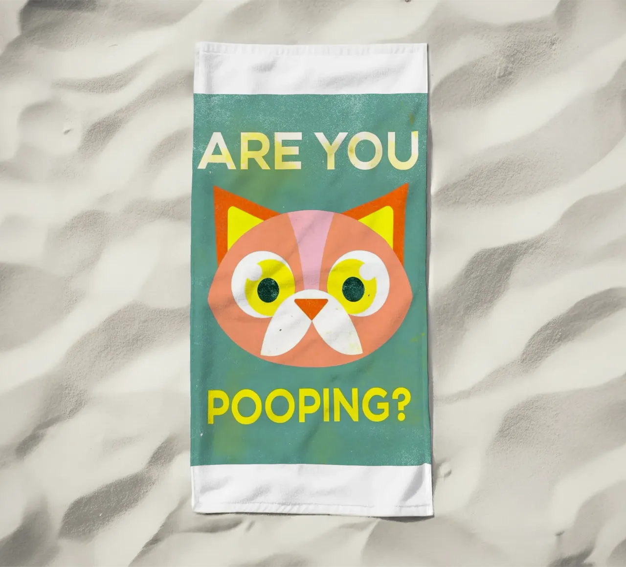 are you pooping funny cat beach towel by ralliness