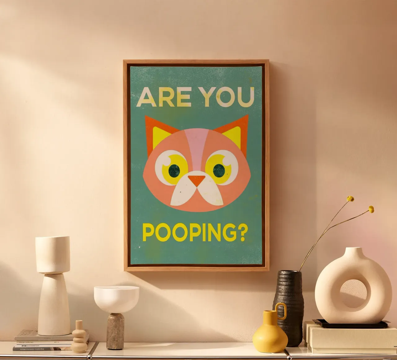 are you pooping funny cat canvas by ralliness