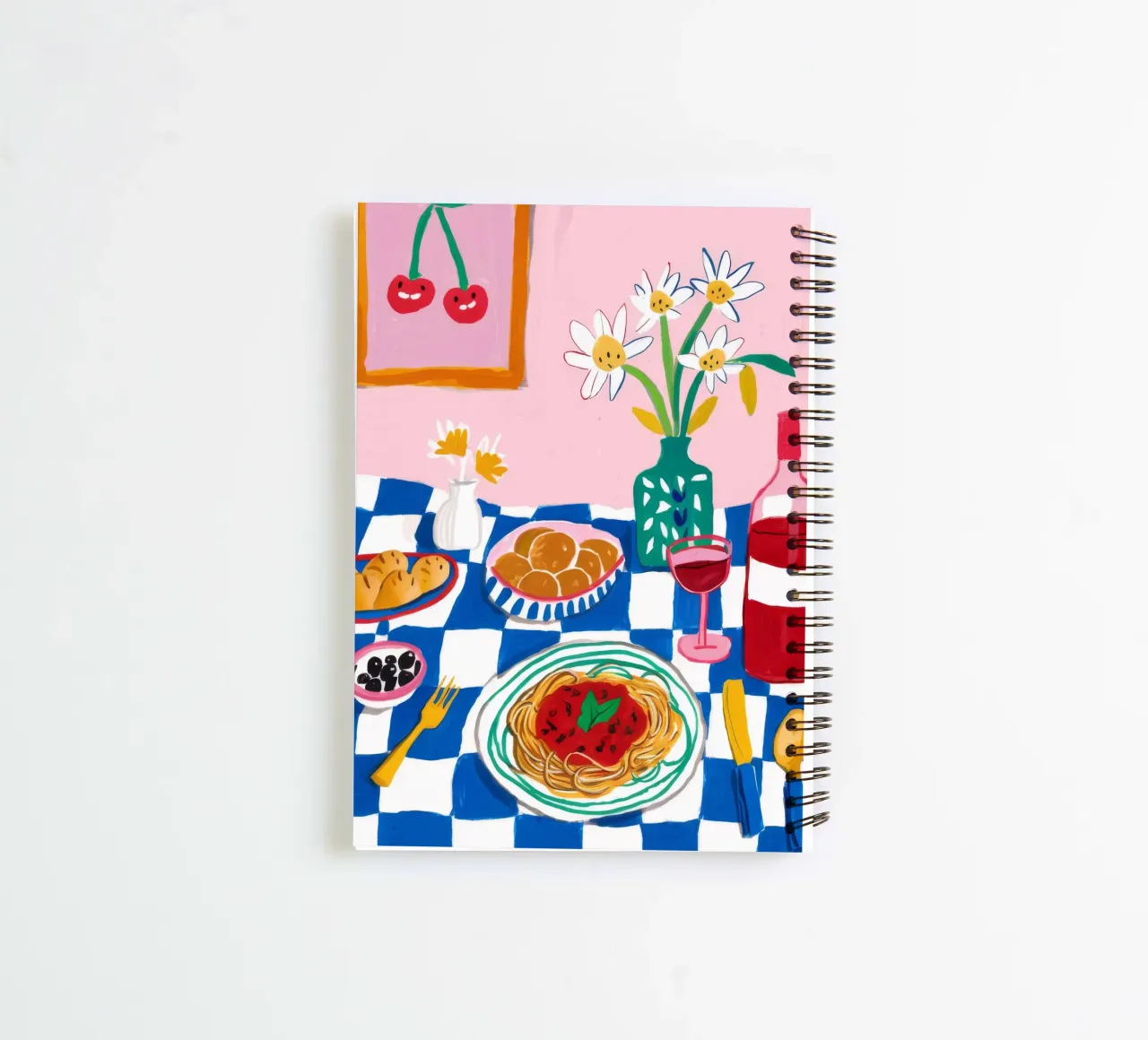 Spaghetti Wine Cherry spiral notebook by Aurora Muse