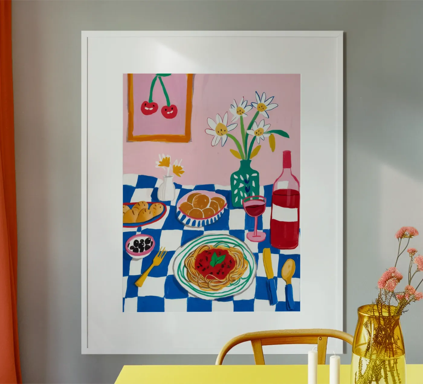 Spaghetti Wine Cherry poster da Aurora Muse