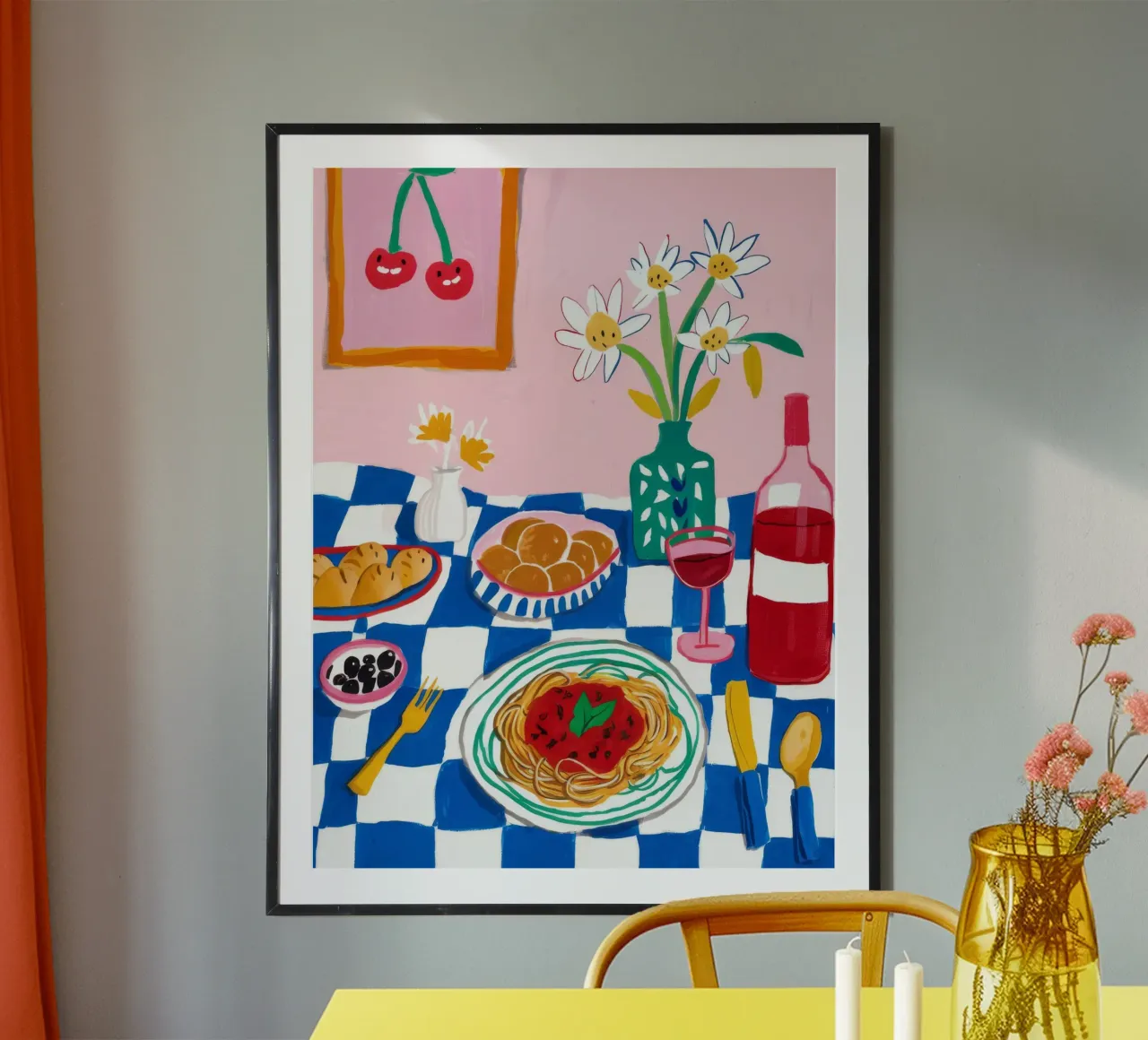 Spaghetti Wine Cherry poster da Aurora Muse