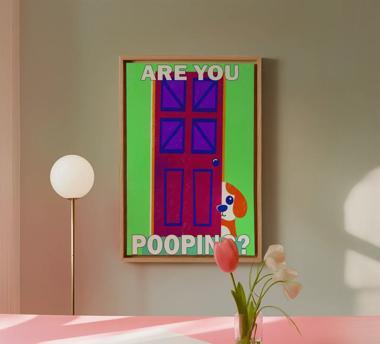 are you pooping funny dog canvas with Floater frame by ralliness