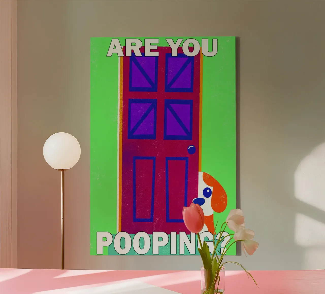are you pooping funny dog canvas with Floater frame by ralliness