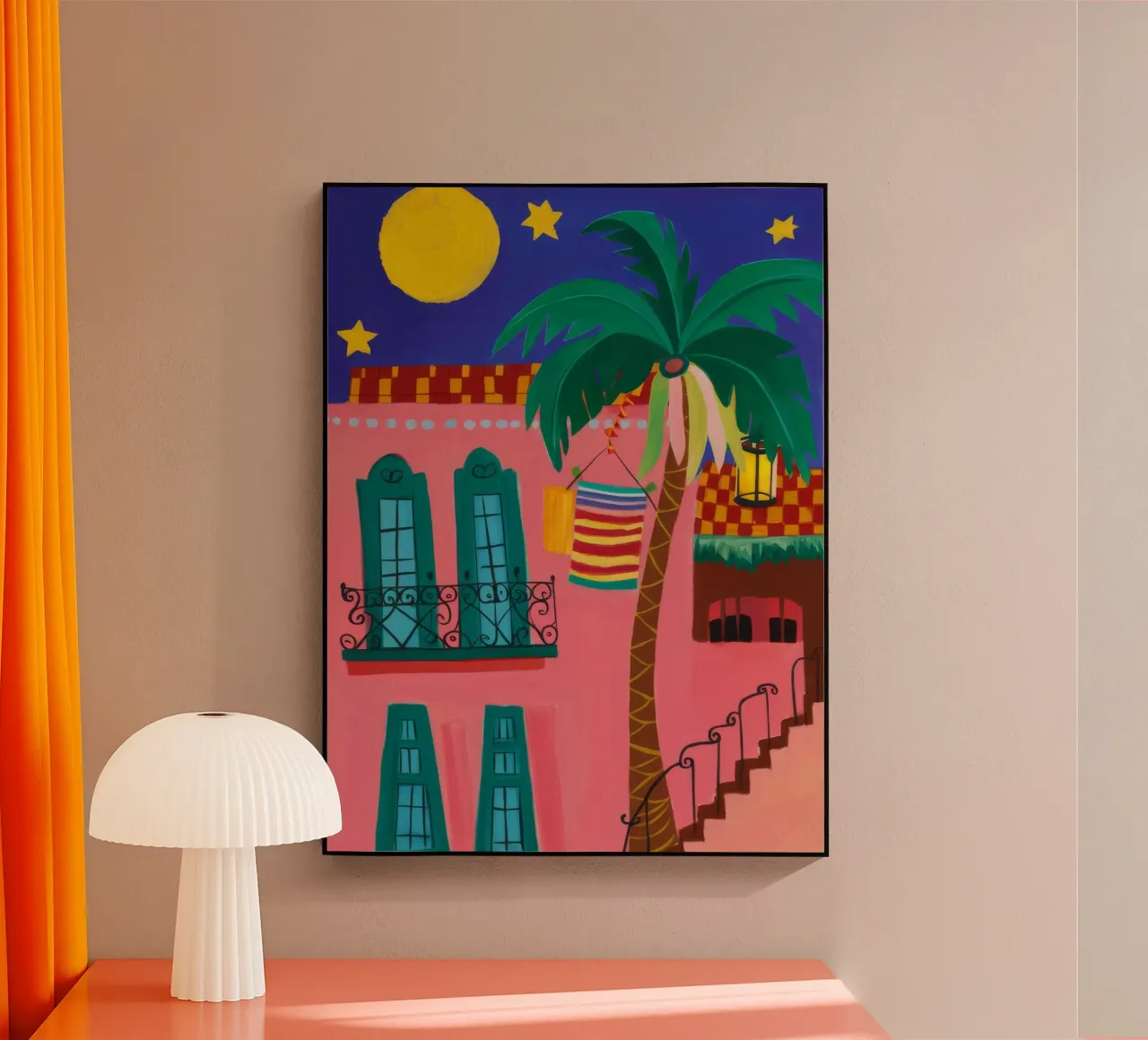Moonlit Palm Fiesta acrylic glass by Aurora Muse