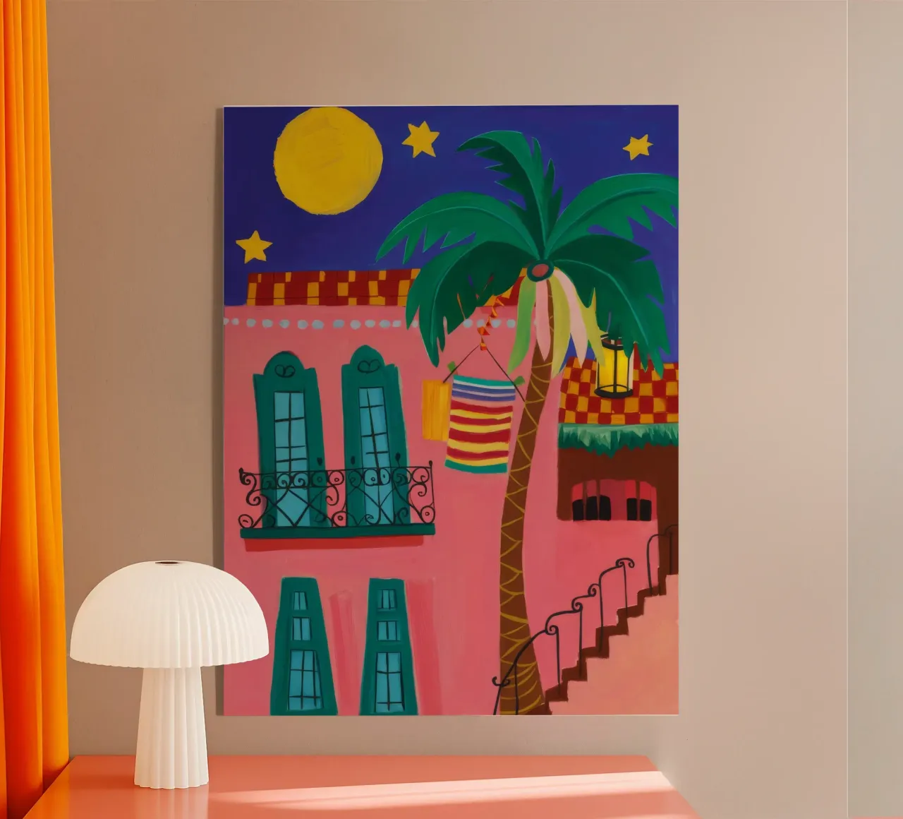 Moonlit Palm Fiesta acrylic glass by Aurora Muse