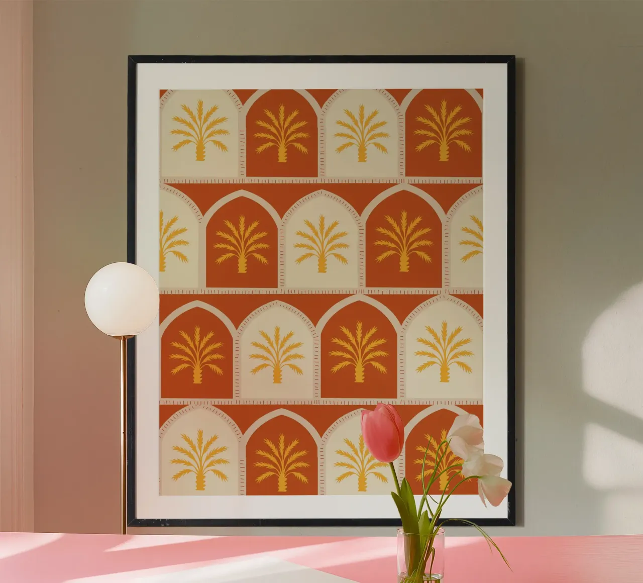 Archi di palma poster con telaio in alluminio da Kintsugi99