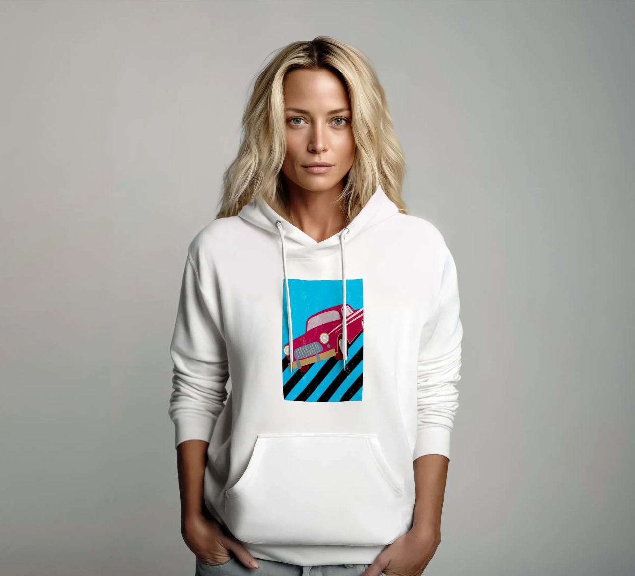 auto retro pop art felpa con cappuccio da ralliness