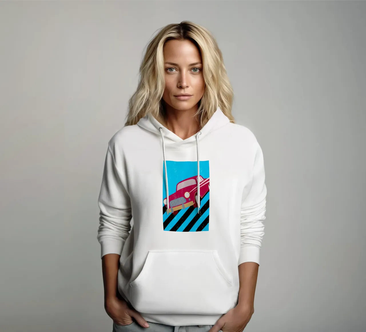 auto retro pop art felpa con cappuccio da ralliness