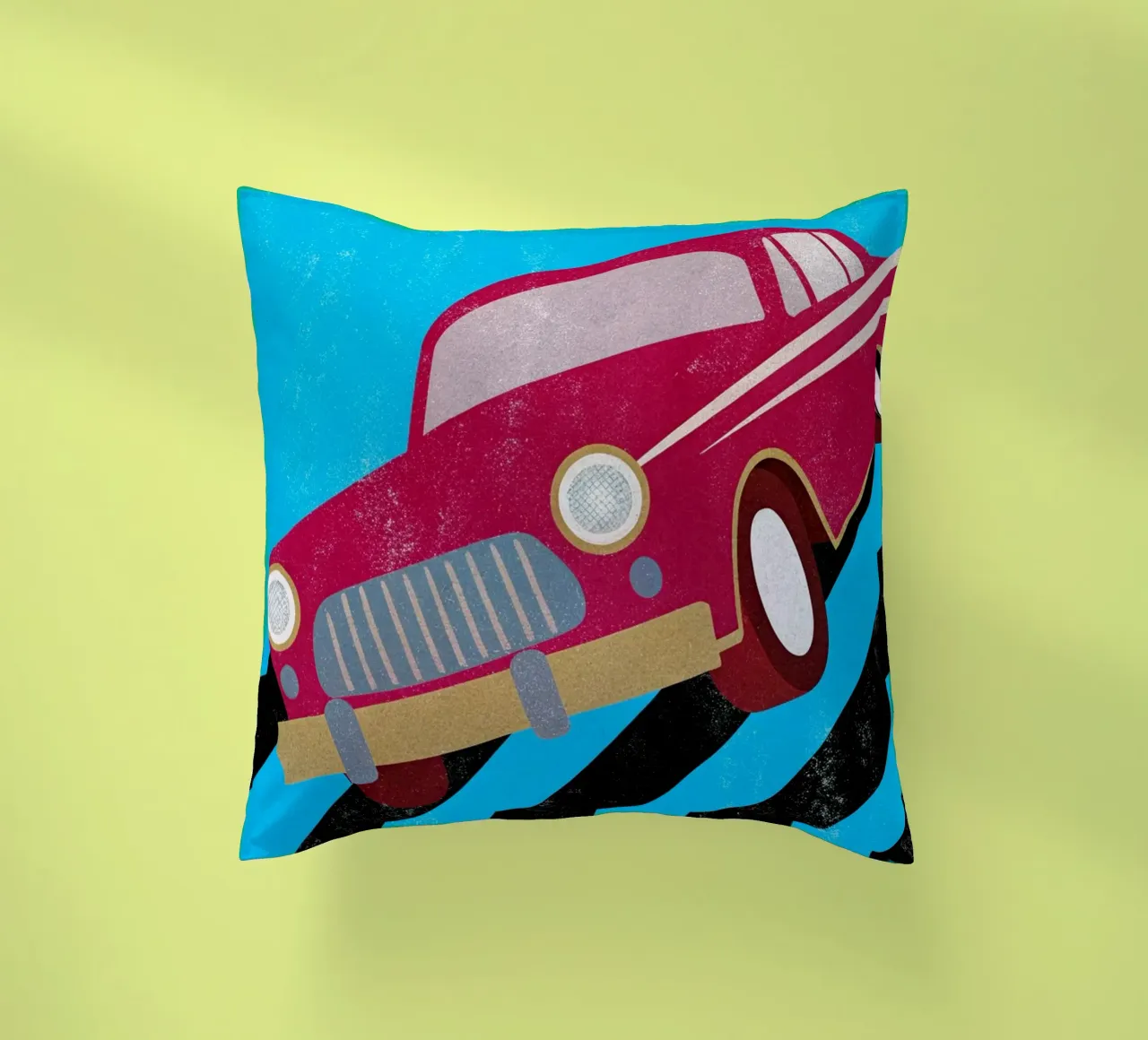 car retro pop art decorative cushion by ralliness