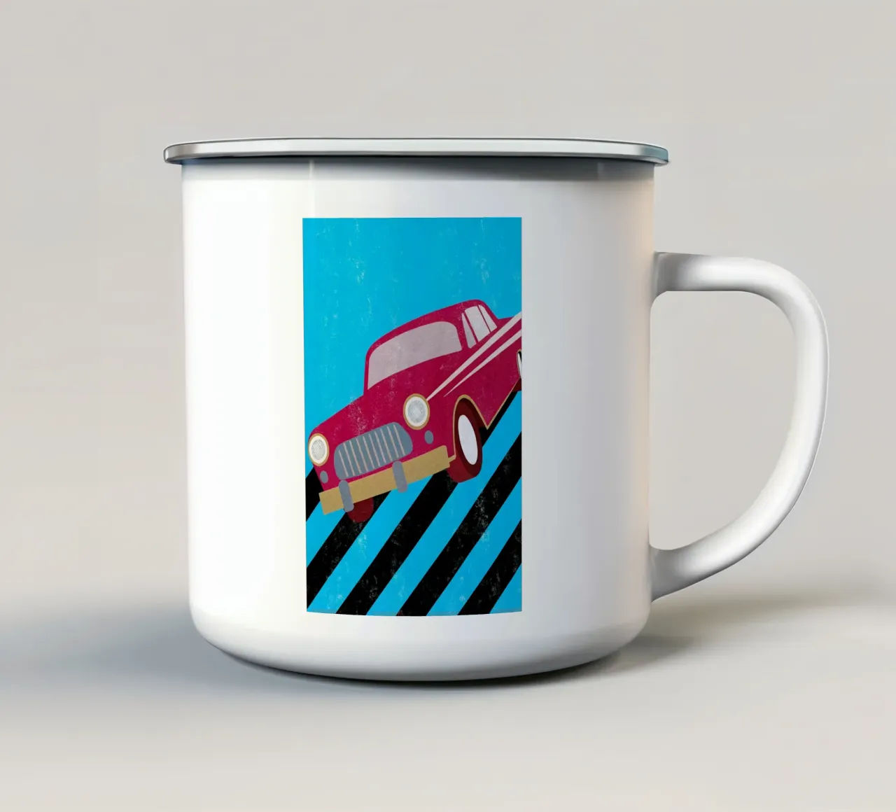 car retro pop art enamel mug by ralliness