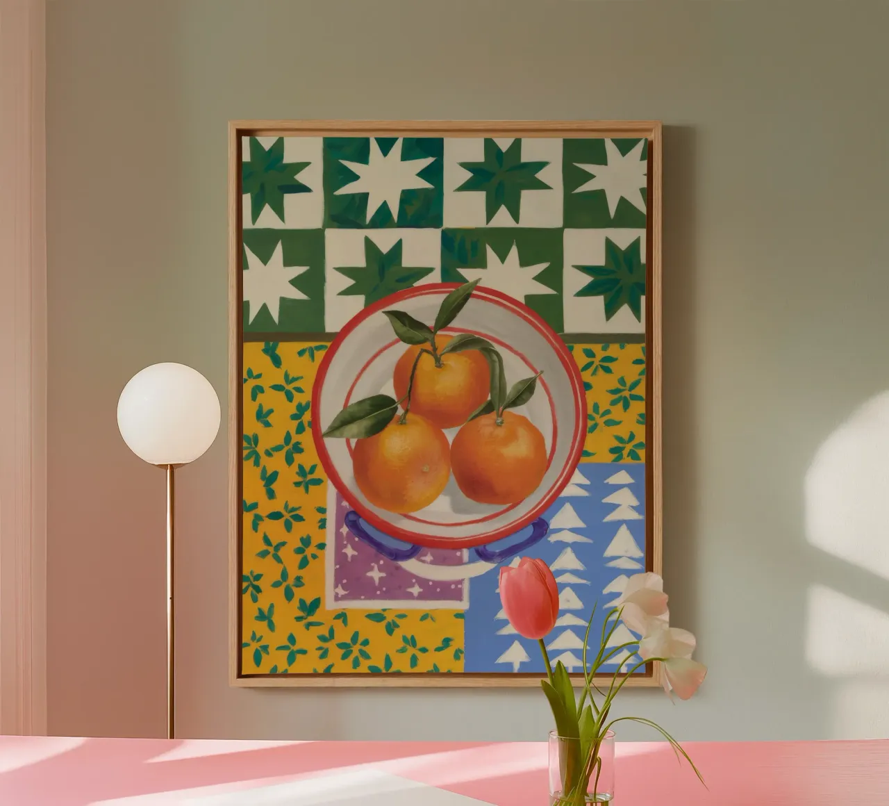 Mandarin Pattern Pop canvas by Aurora Muse