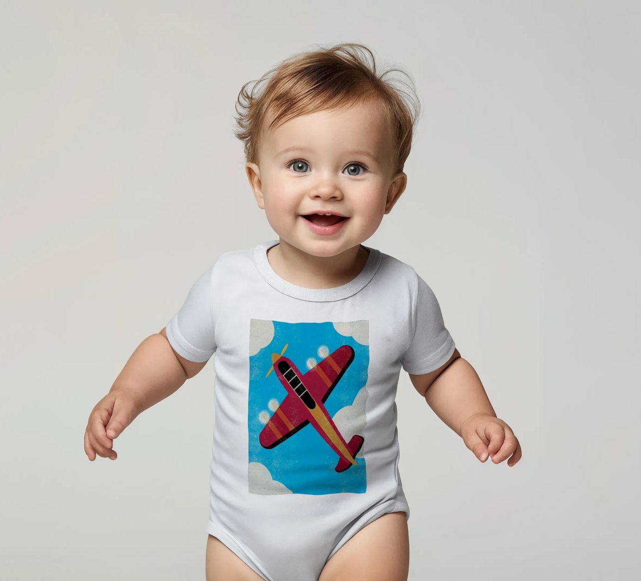 dragonfly airplane retro short-sleeve baby romper by ralliness