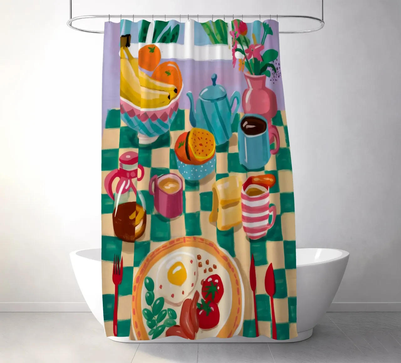 Brunch Color Harmony shower curtain by Aurora Muse