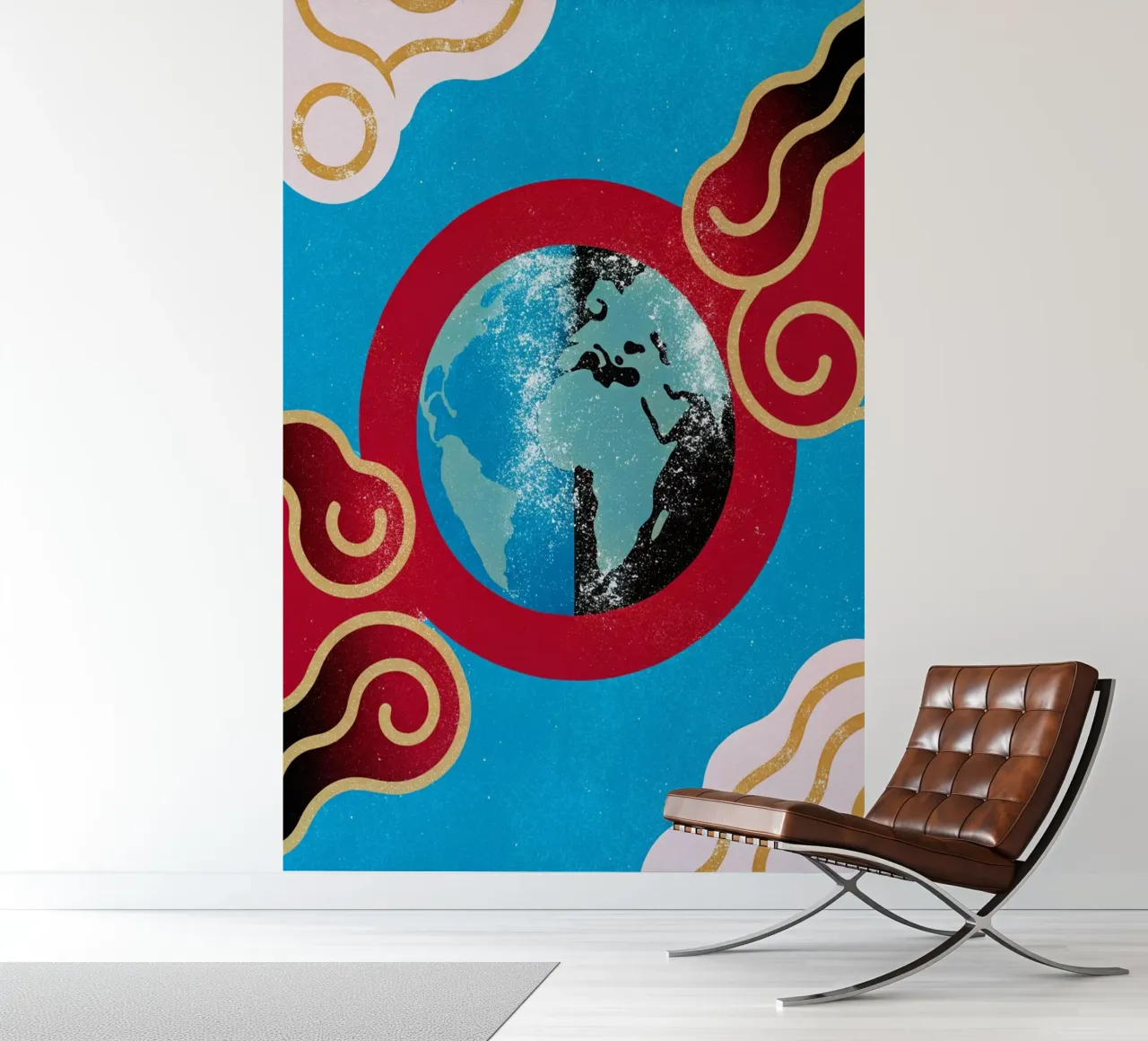 planetas tierra arte papel para pared de ralliness