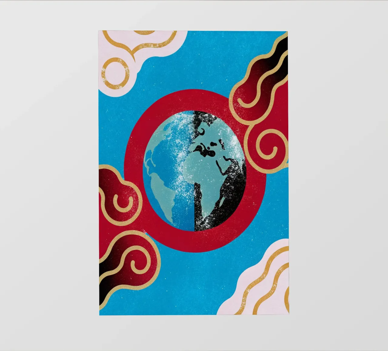 planetas tierra arte papel para pared de ralliness