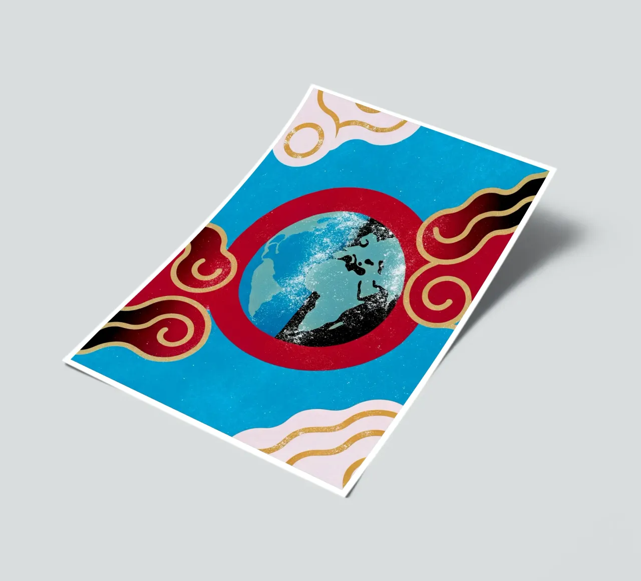 aarde planeten kunst stickervel van ralliness