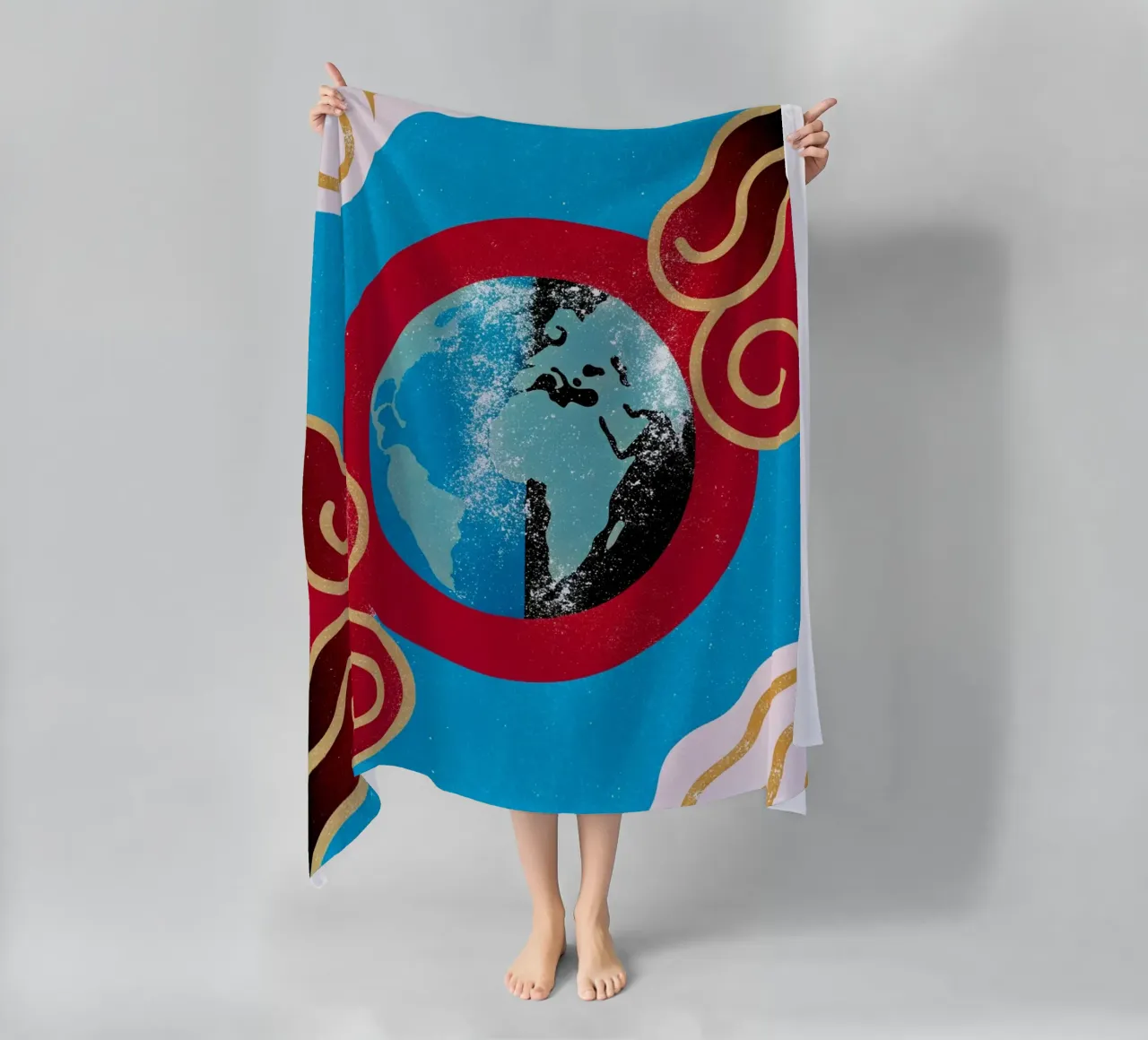 erde planeten kunst Strandtuch von ralliness