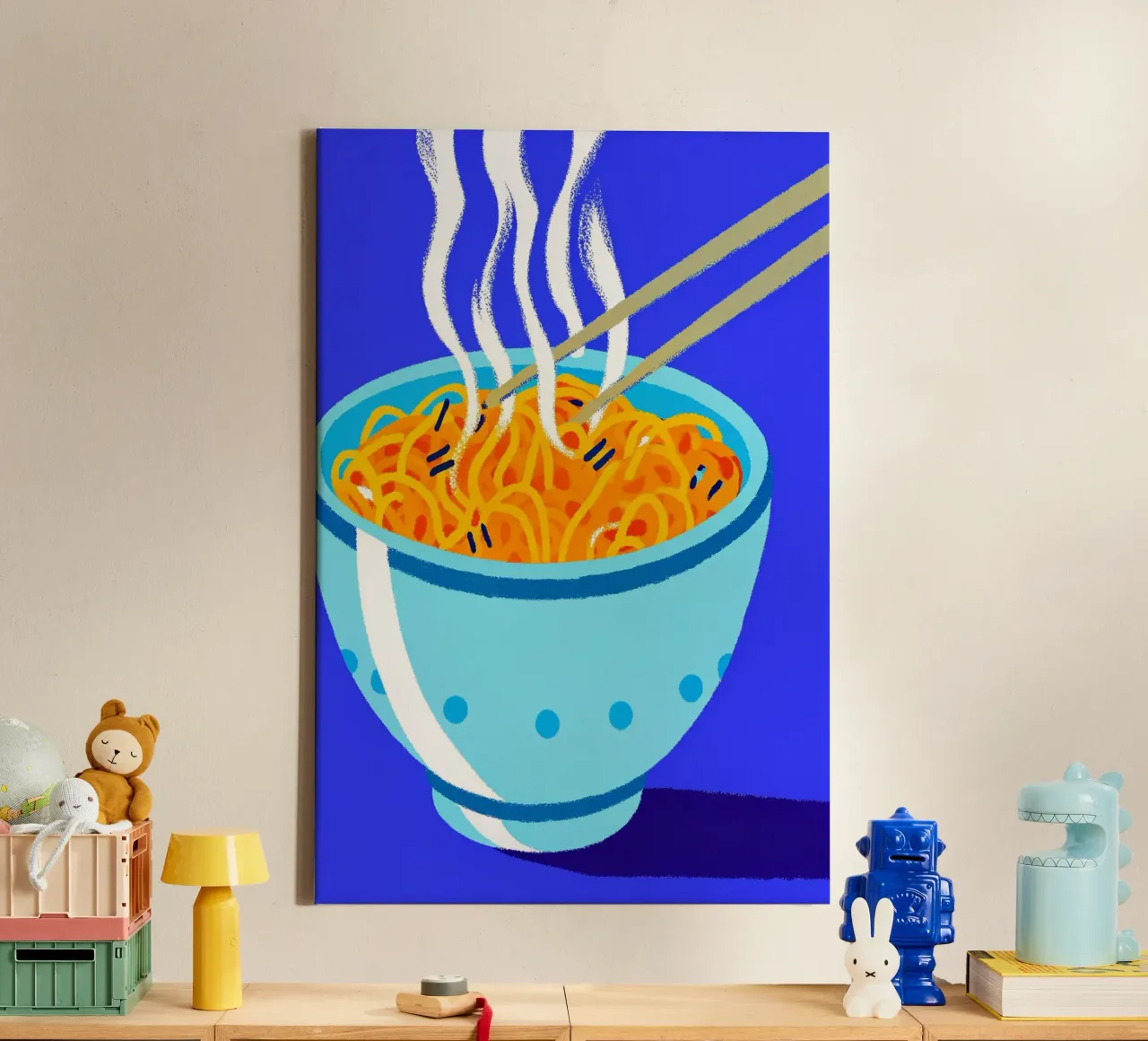 eating noodle canvas met Baklijst van ralliness