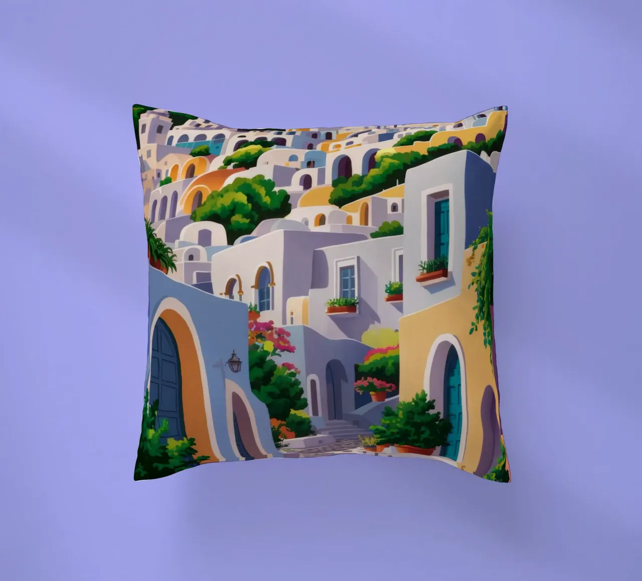 Arched Village Entry decorative cushion by Jasper Rune