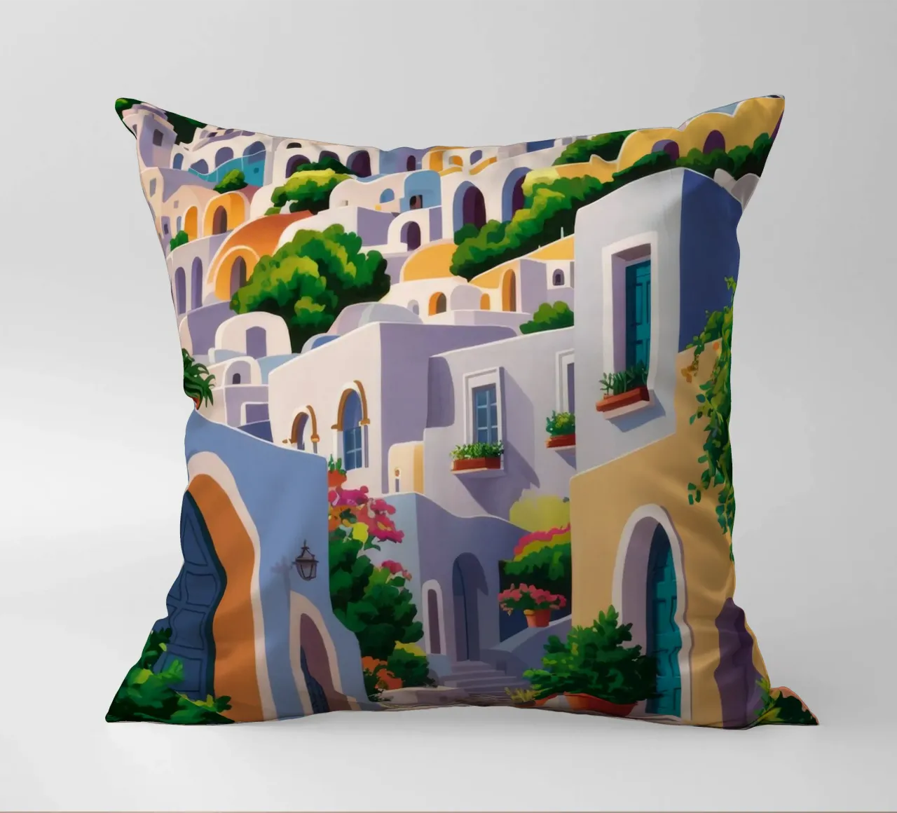 Arched Village Entry decorative cushion by Jasper Rune