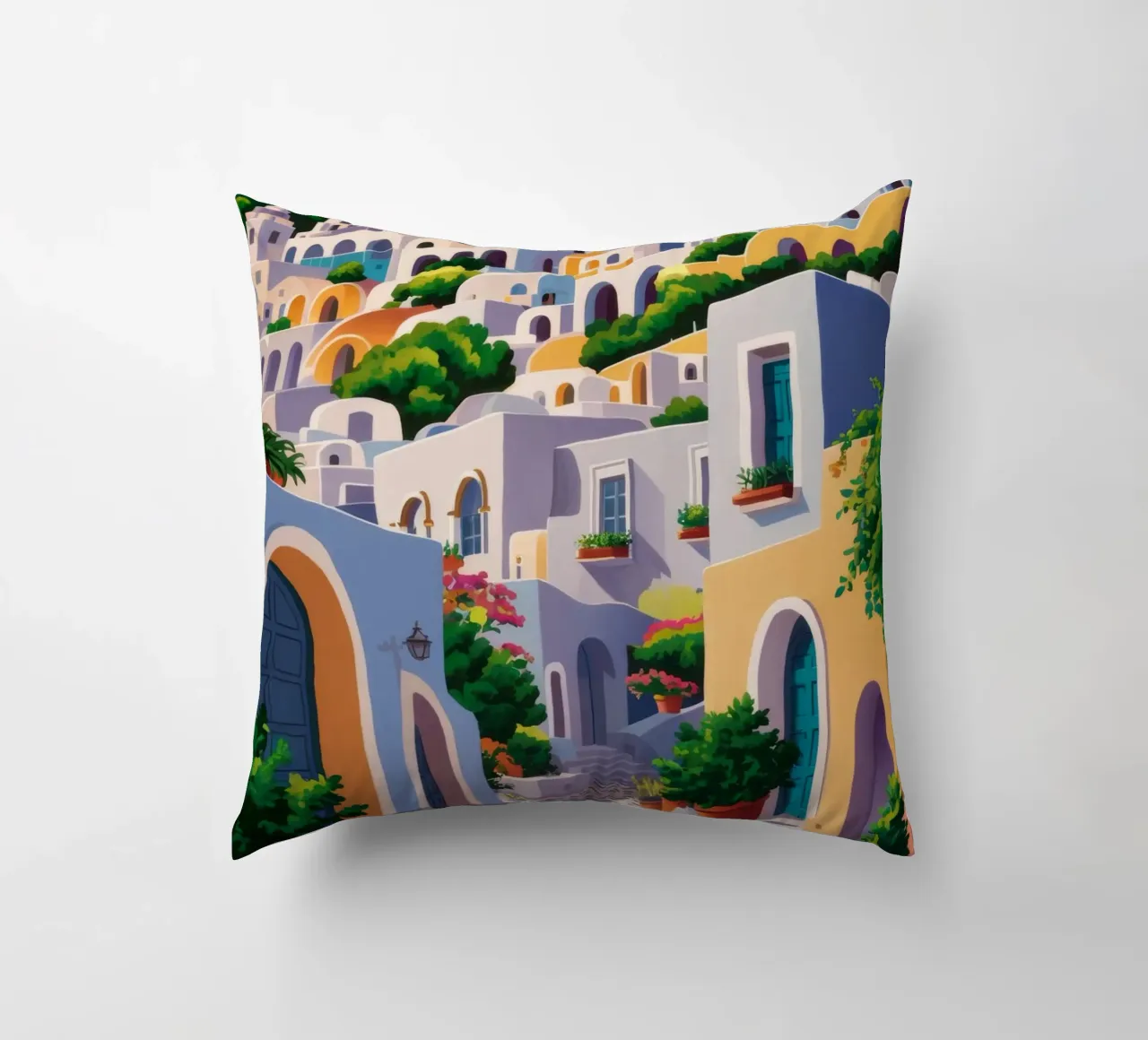 Arched Village Entry decorative cushion by Jasper Rune
