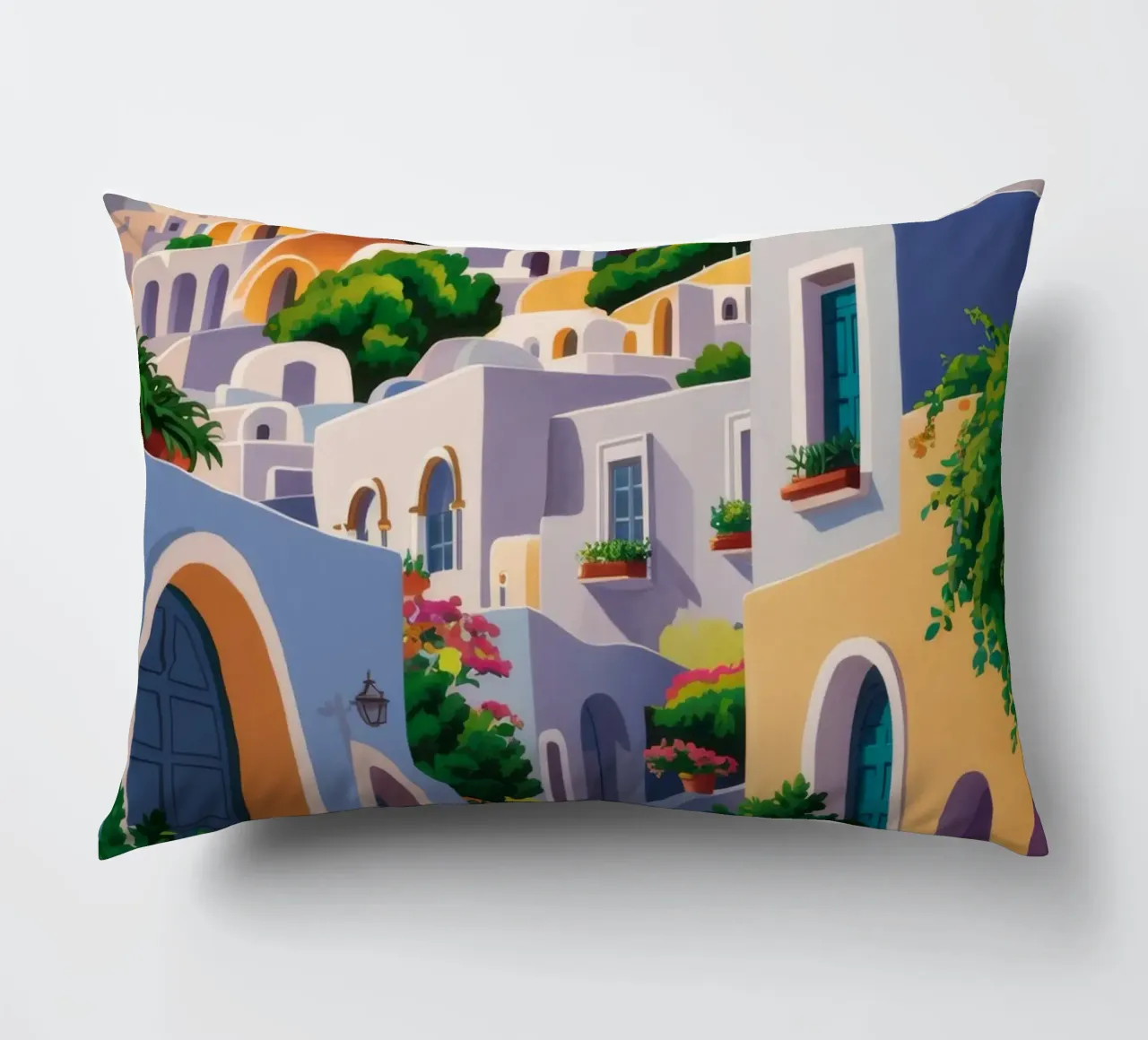 Arched Village Entry decorative cushion by Jasper Rune