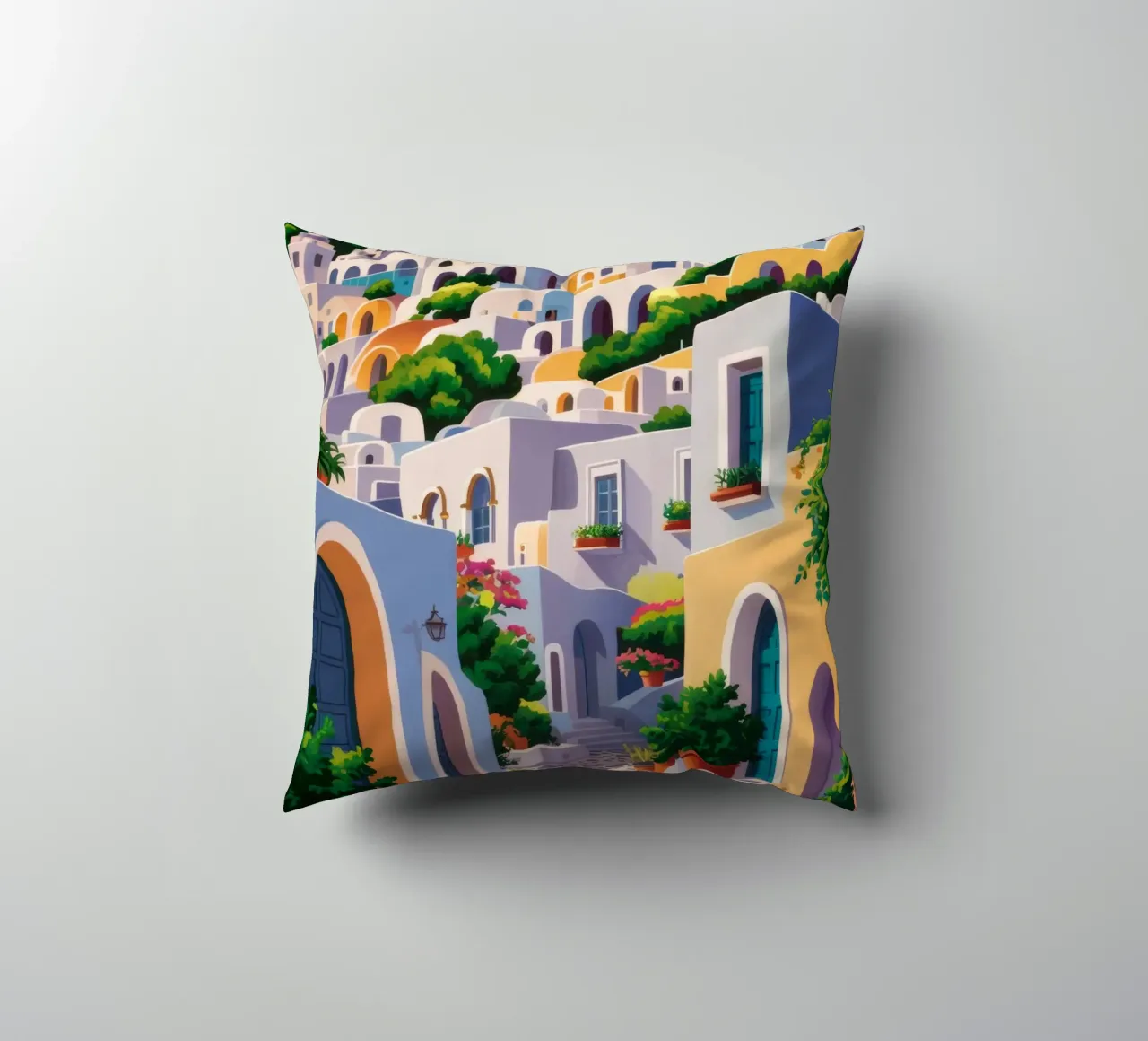 Arched Village Entry decorative cushion by Jasper Rune